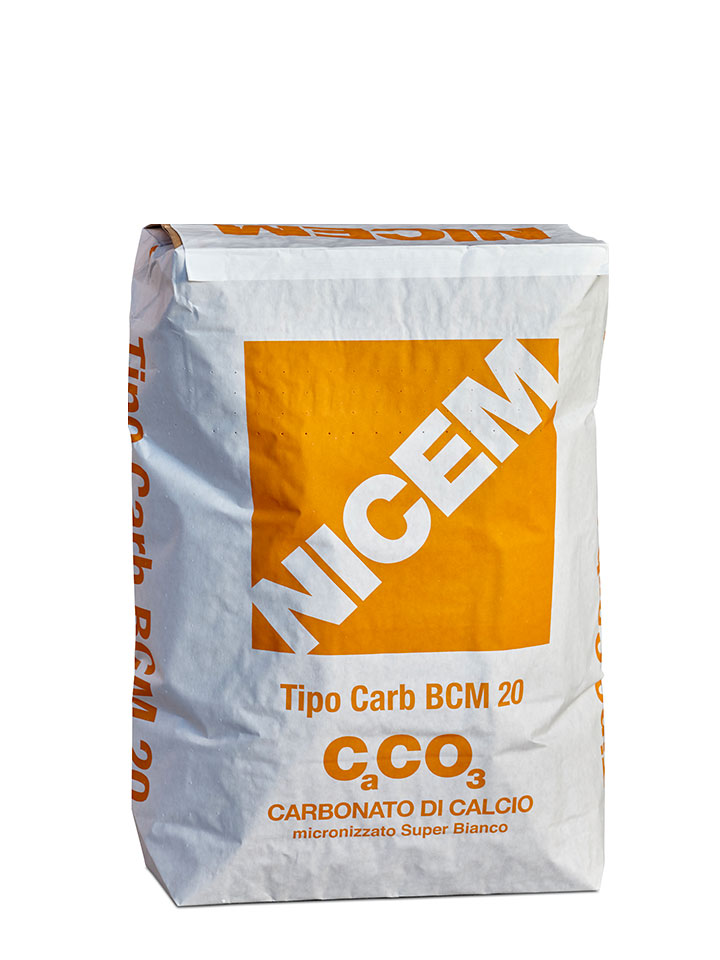 Sacco Carta 25 Kg BCM 20 Carbonato di Calcio con granulometria
<br>
D90 < 12µm   D50 < 3µm